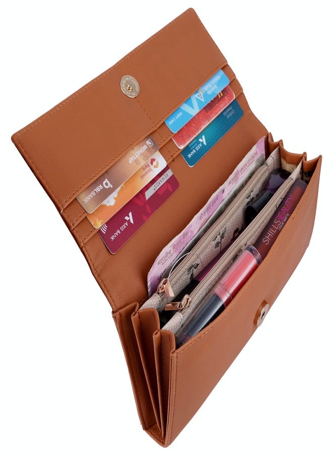 ALSU Women's Wallet Hand Purse Clutch Vegan Leather | Phone Pocket | 4 Card Pocket (Tan) - Image 5